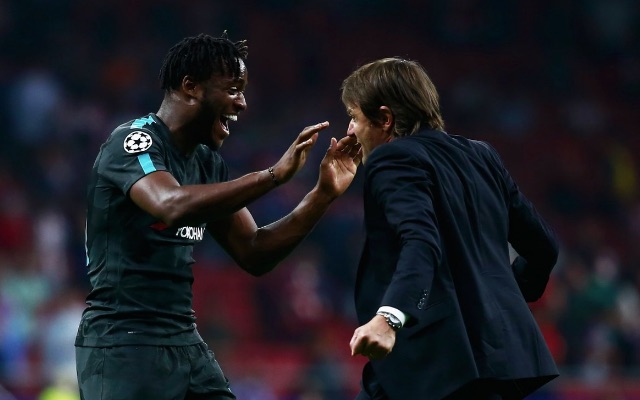 Michy Batshuayi and Antonio Conte v Atletico Madrid