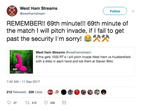 West Ham dildo promise