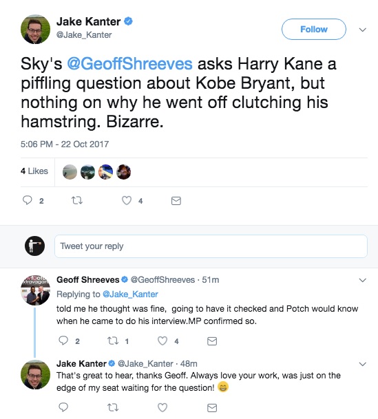 Geoff Shreeves gives Harry Kane injury update