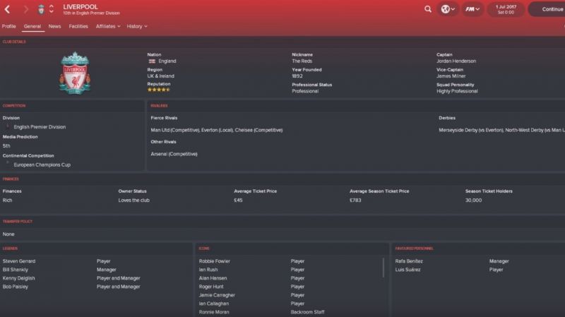 Liverpool profile on FM18