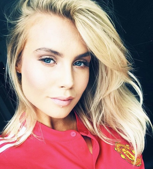 Maja Nilsson wearing the shirt Victor Lindelof made his Manchester United debut in