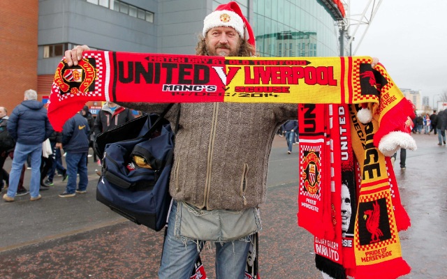 Man United and Liverpool half and half scarves