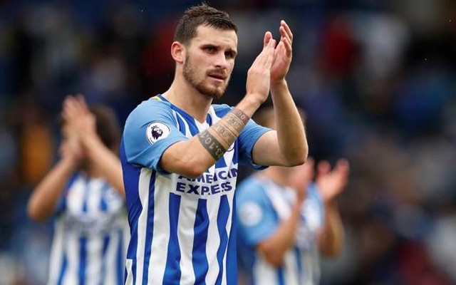 Pascal Gross applauds Brighton fans. Brighton vs Huddersfield TV channel