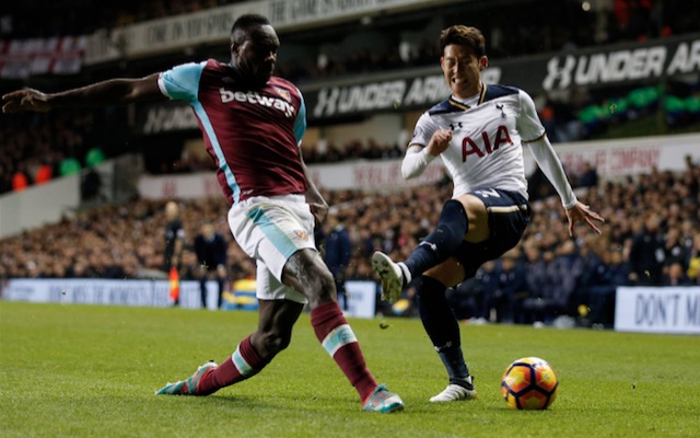 Son Heung-min in action for Tottenham v West Ham at White Hart Lane