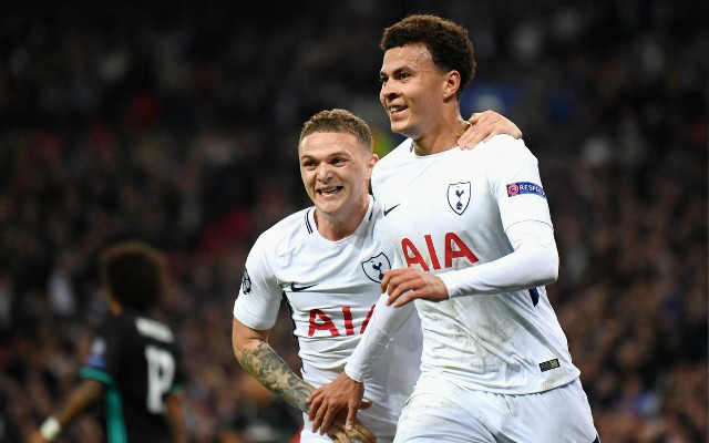 Dele Alli celebrates Tottenham goal v Real Madrid