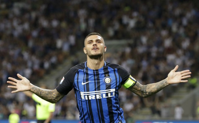 Icardi celebrates a goal for Inter Milan