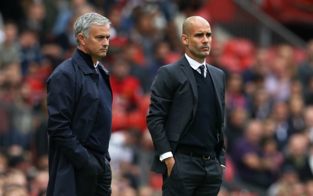 Mourinho and Guardiola in the Manchester Derby
