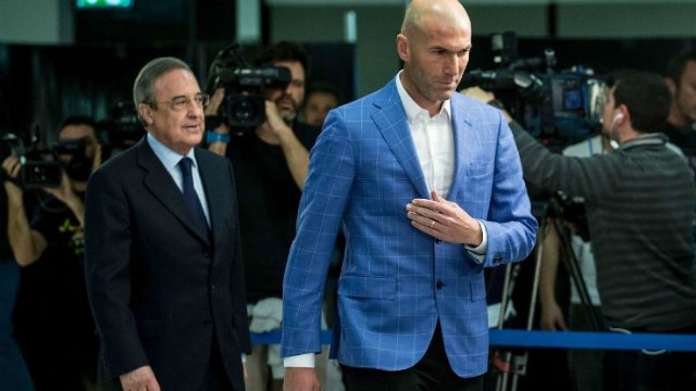 Real Madrid president Florentino Perez and manager Zinedine Zidane