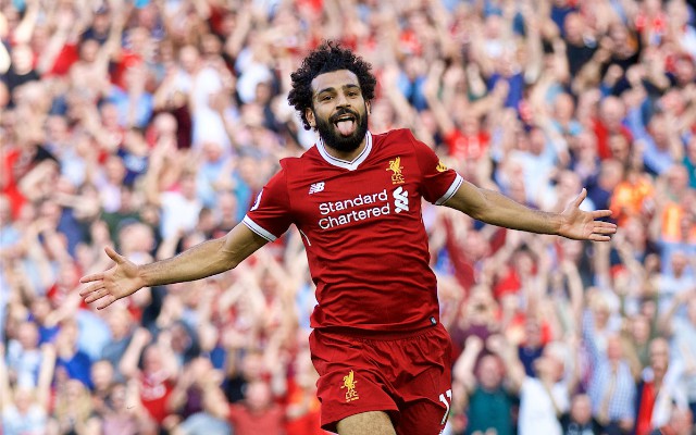 Salah celebrates a goal for Liverpool