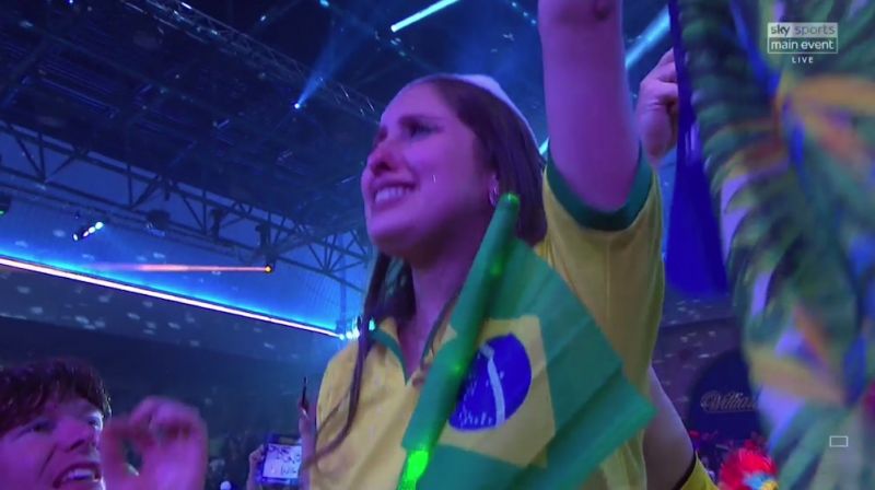 Diogo Portela WAG flying the Brazil flag