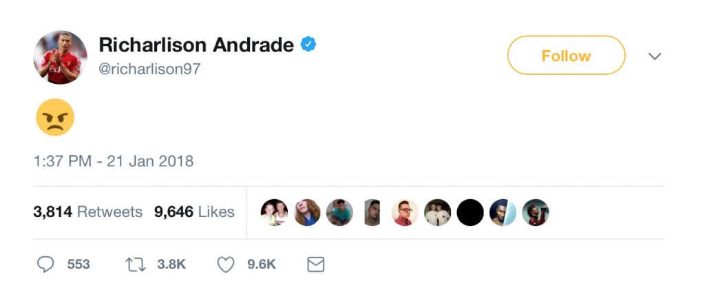 angry Richarlison tweet