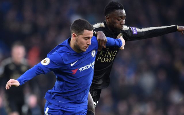 Chelsea's Eden Hazard against Leicester