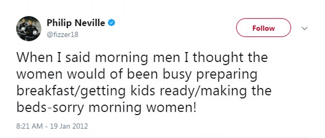 phil neville sexist tweet