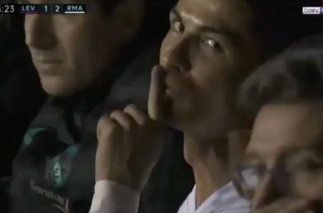 Cristiano Ronaldo takes aim at pitch-side photographers.