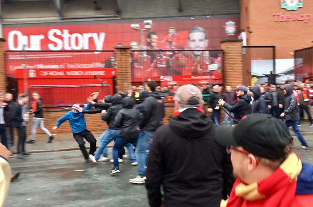 Roma fans attack on Liverpool
