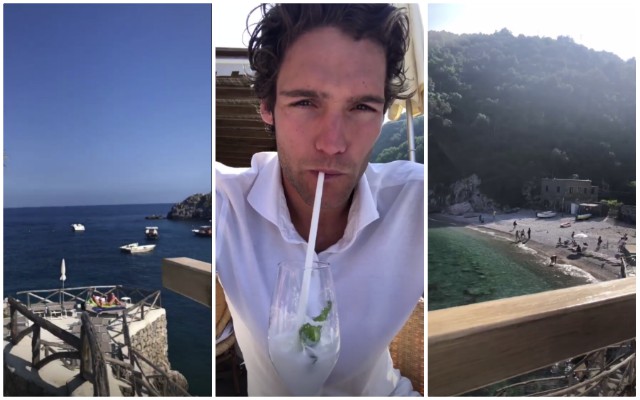 Marcos Alonso drinks cocktail surrounded by sun and sea