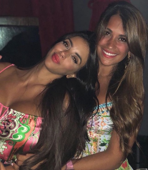 Cesc Fabregas's wife (left) and Lionel Messi's missus are BFFs