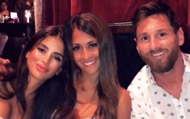 Lionel Messi with wife Antonella Roccuzzo and Chelsea WAG Daniella Semaan