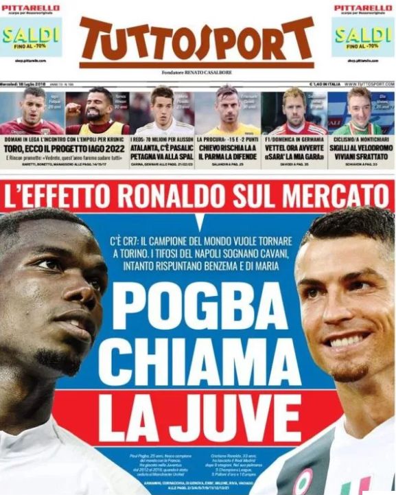 Pogba and Ronaldo on Tuttosport