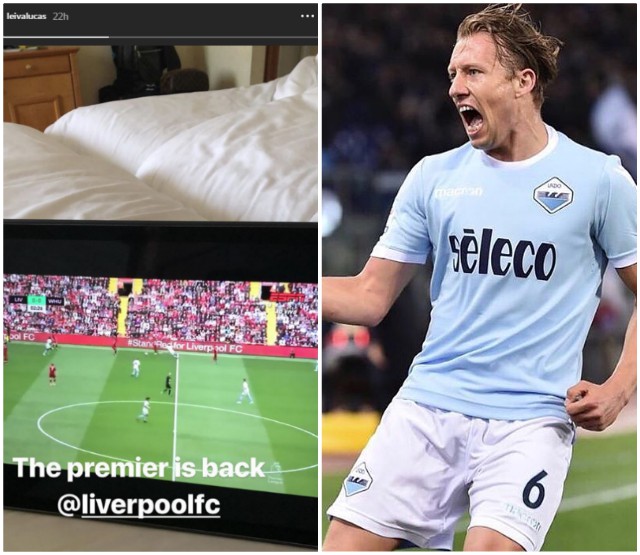 Lucas Leiva watches Liverpool vs West Ham on his tablet