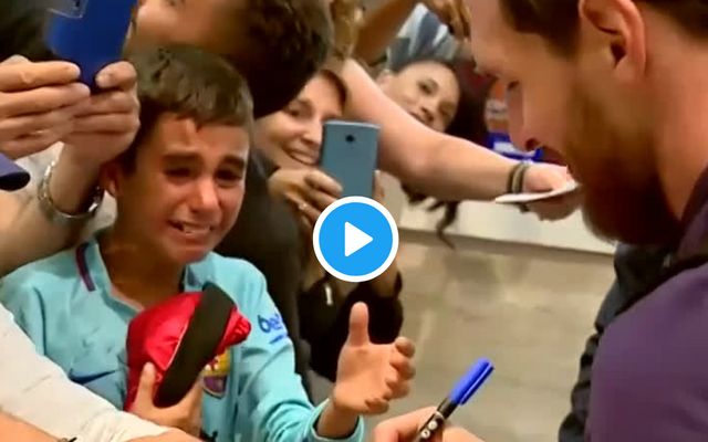 Messi young Barcelona fan crying