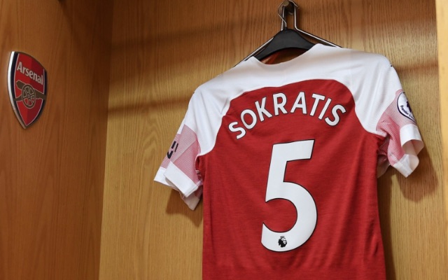 The Arsenal shirt of Sokratis Papastathopoulos