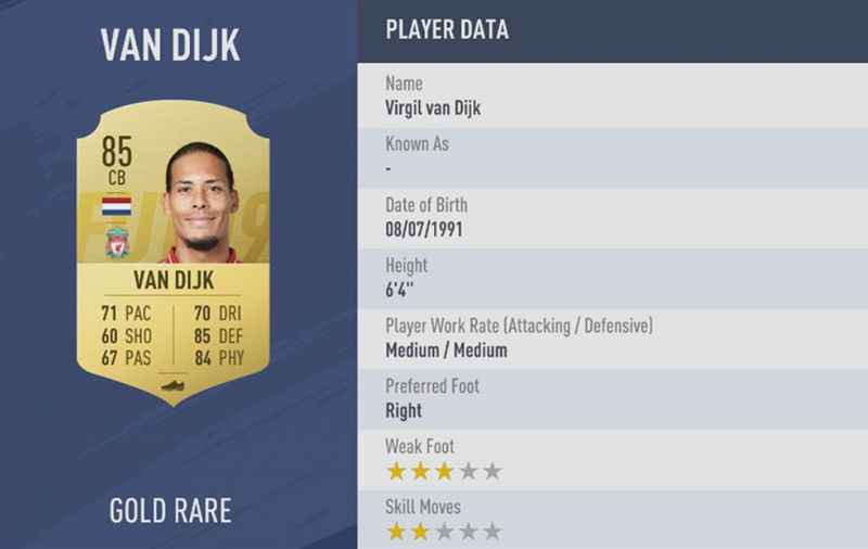 fifa 19 virgil van dijk