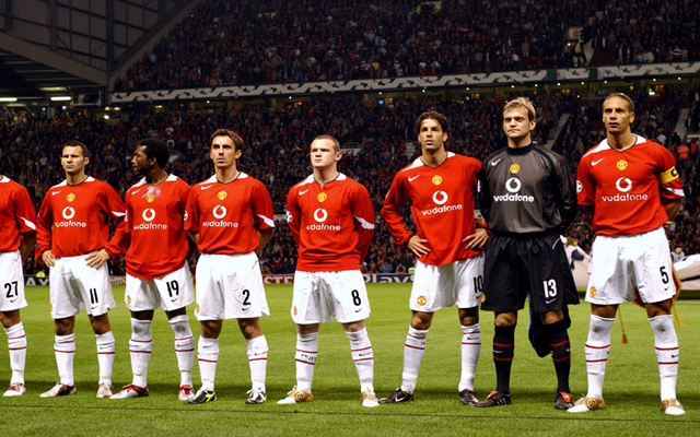 Giggs, Eric Djemba-Djemba, Gary Neville, Rooney, Ruud Van Nistelrooy, Roy Carroll and Ferdinand