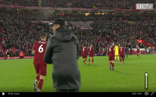 Klopp's celebration after Liverpool beat Manchester United