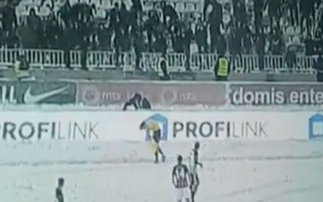 Partizan Belgrade fans snowballs