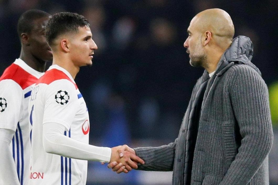 Pep Guardiola and Houssem Aouar