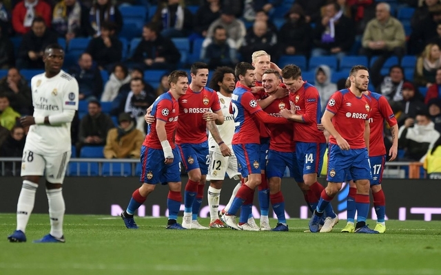 Real Madrid losing 2-0 to CSKA Moscow at halftime