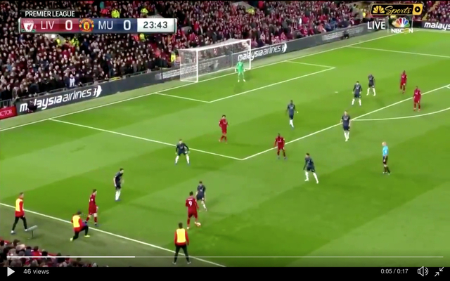 Sadio Mane scores goal to put Liverpool into lead against United, 1-0
