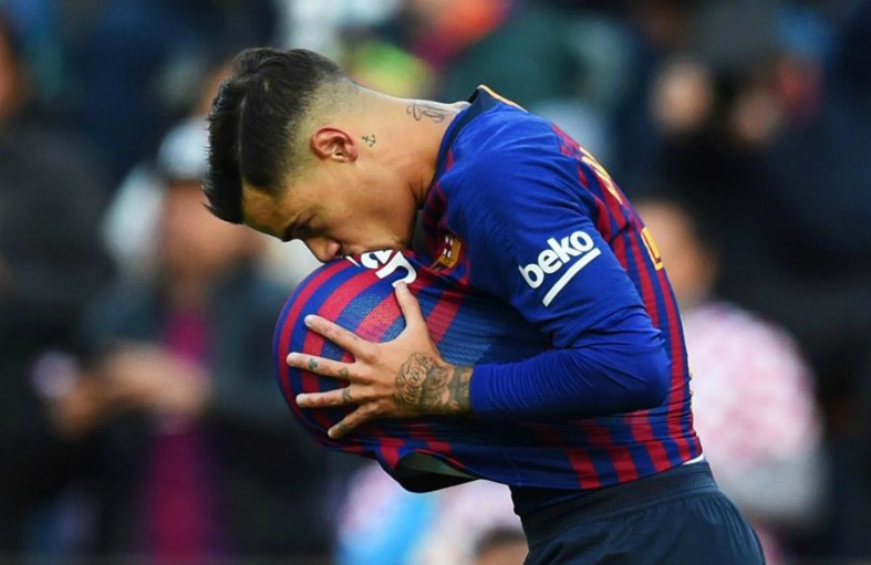 coutinho barcelona goal celebration