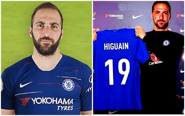 Gonzalo Higuain in Chelsea shirt as 