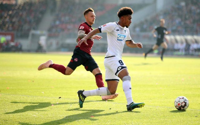 Arsenal's Reiss Nelson in action for loan club Hoffenheim