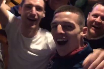 declan rice in the pub with fans - video