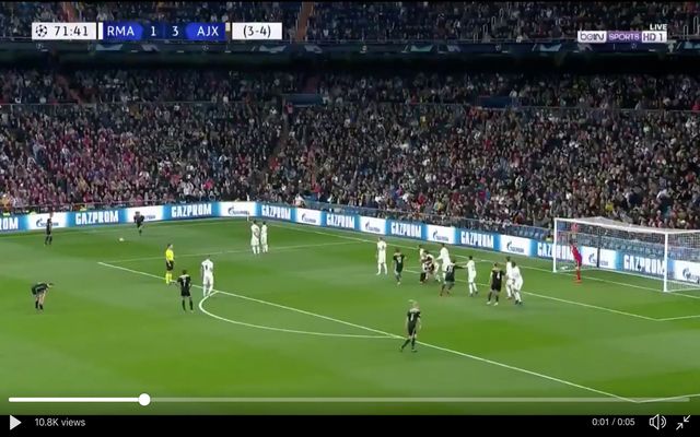 Video Ajax Star Scores Amazing Free Kick Vs Madrid 4 1 Ajax