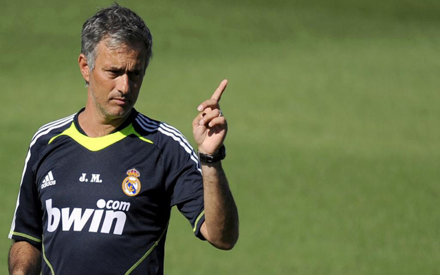Mourinho on training pitch whilst Real Madrid boss