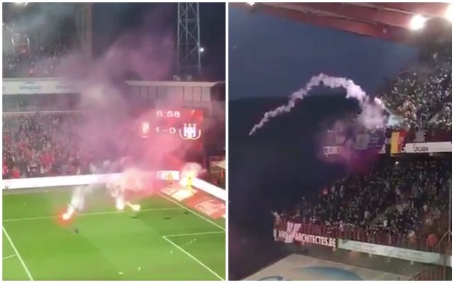 Standard Liege v Anderlecht abandoned because of flares & smoke