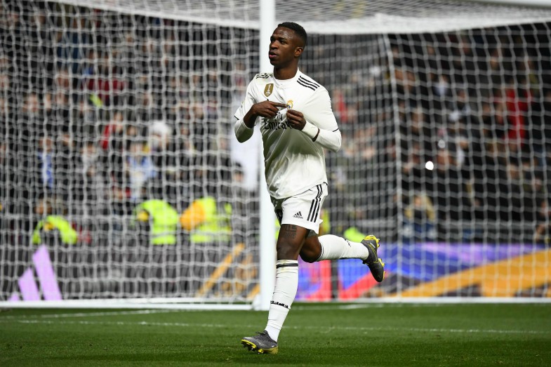 Vinicius Junior celebrates a goal for Real Madrid