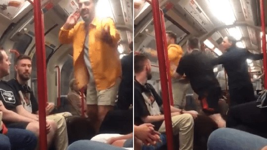 Chelsea fan pushed off the train