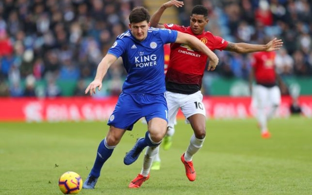 Maguire and Rashford battle for possession