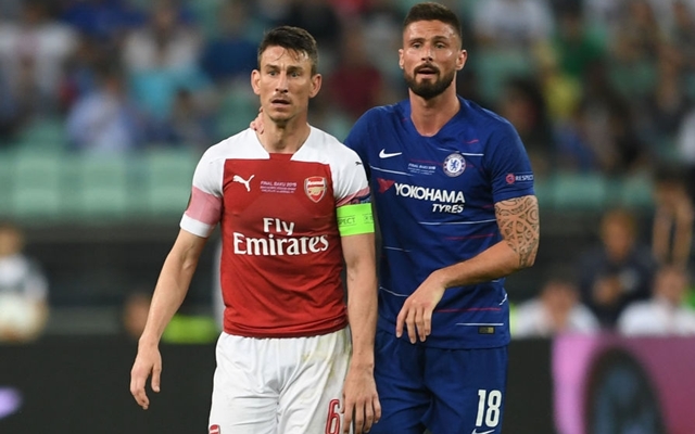 Laurent Koscielny and Olivier Giroud as rivals during the 2019 Europa League final