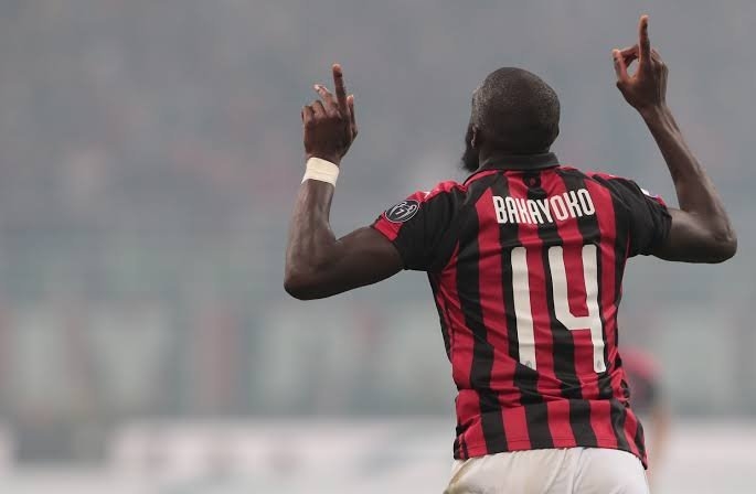 Tiemoue Bakayoko celebrates a goal for AC Milan