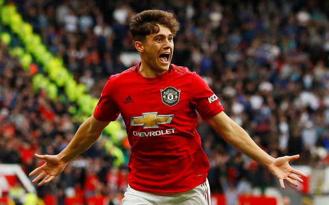 Daniel James celebrates scoring for Manchester United against Chelsea