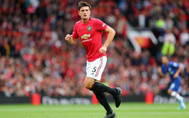 harry maguire in action for man utd vs chelsea