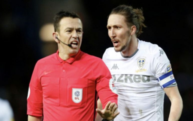 Luke Ayling of Leeds United furious with a referee