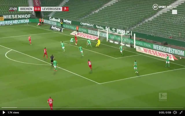 Video - Havertz opens scoring for Leverkusen vs Bremen