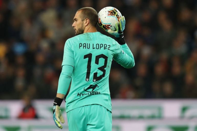 Pau Lopez in action for Roma